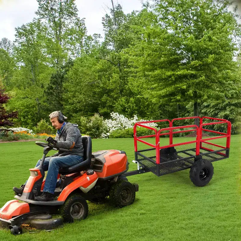 Chariot, Benne de jardin, Capacité de 680 kg, Remorque VTT en acier robuste de 623 litres avec 2 roues, Chariot de tondeuse pour tracteur, VTT, UTV