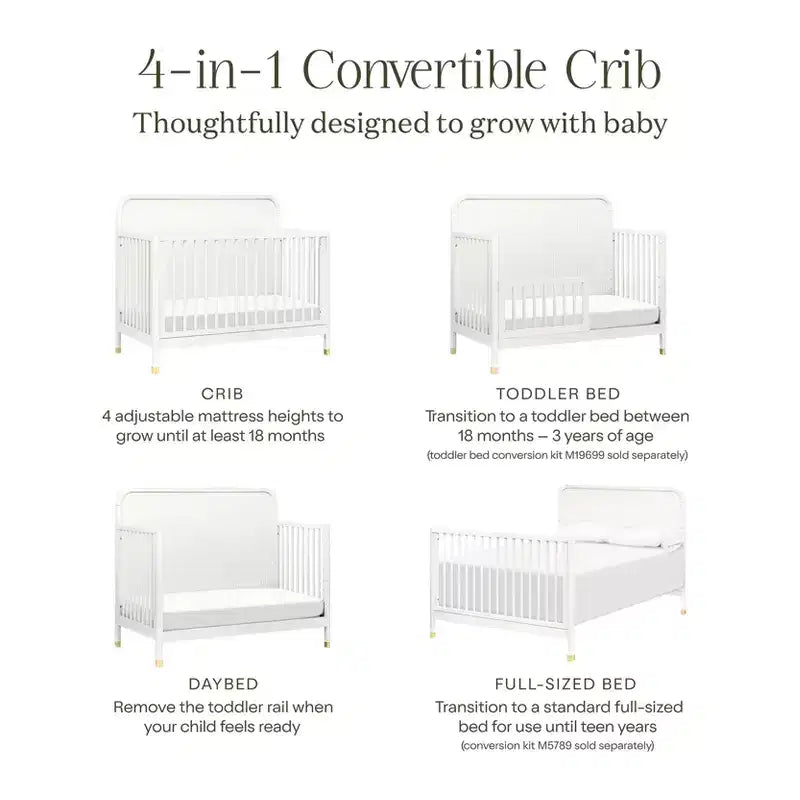 Lit de bébé convertible 4-en-1 Brinsley Tambour - Blanc chaud