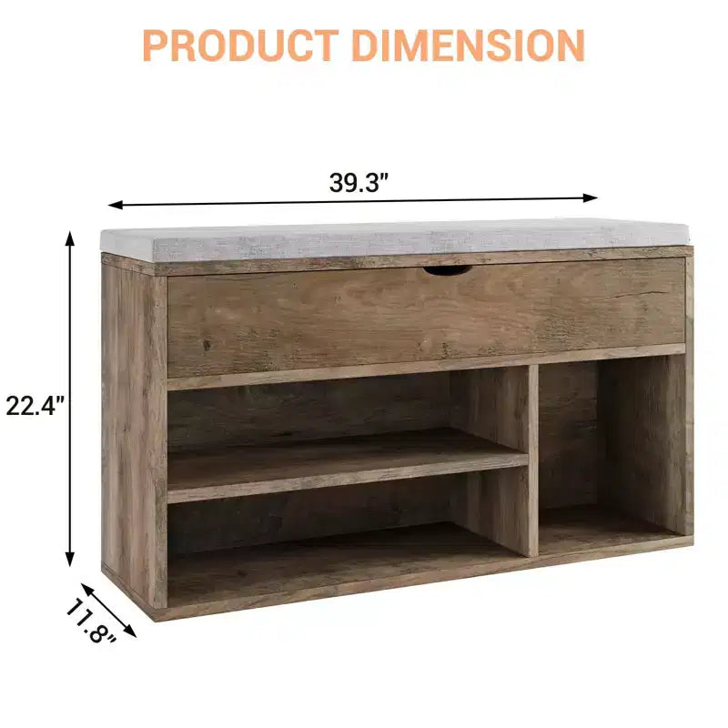 Banc de rangement pour chaussures avec coussin, Banc d'entrée avec rangement à couvercle pour couloir et salon