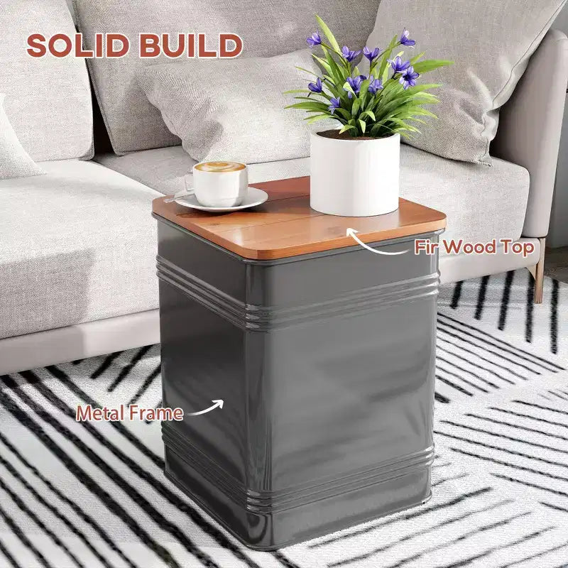 Repose-pieds ottoman avec rangement, Tabouret ottoman gigogne industriel avec couvercle amovible, Cadre en métal pour salon