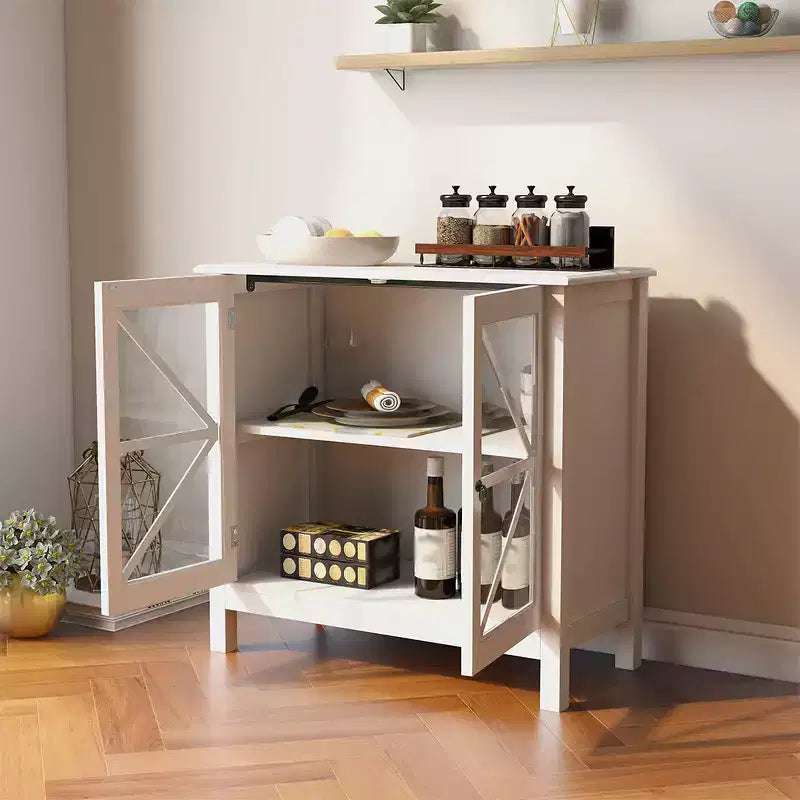 Buffet de salle à manger, Meuble de rangement avec portes vitrées, Console pour cuisine domestique