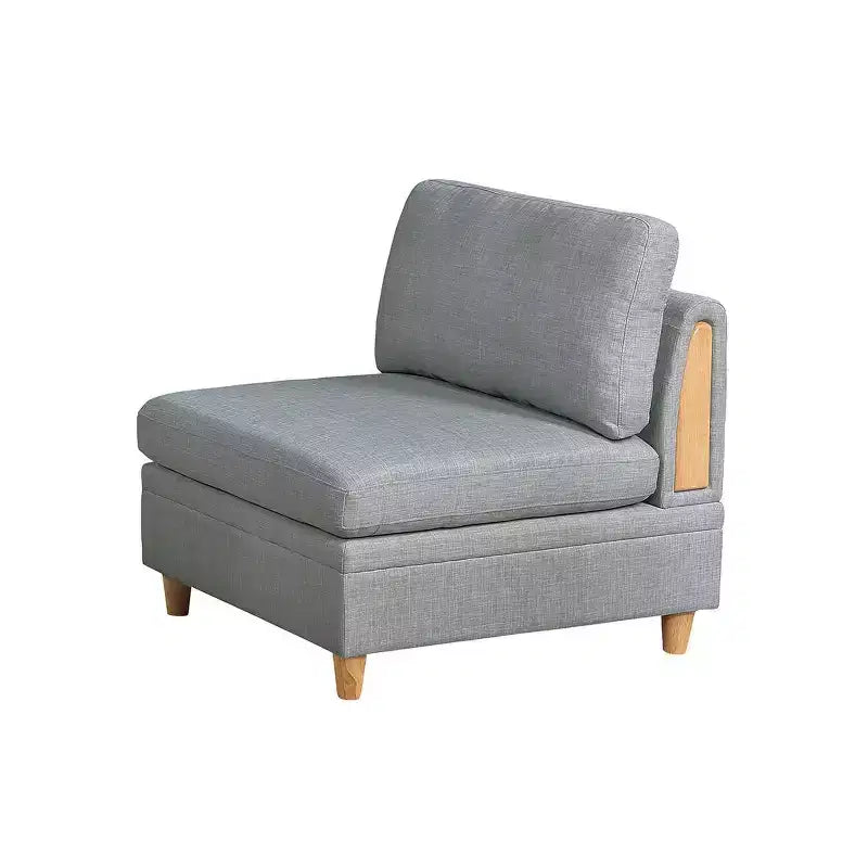 Fauteuil sans accoudoirs modulaire de 94 cm, tissu Dorris gris clair, bois
