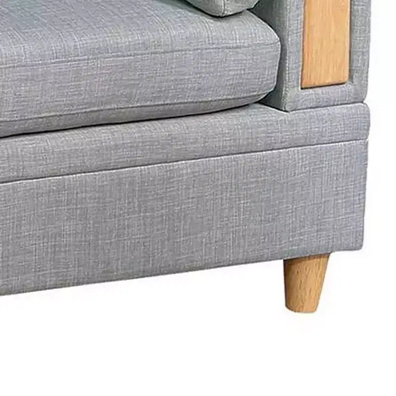 Fauteuil sans accoudoirs modulaire de 94 cm, tissu Dorris gris clair, bois