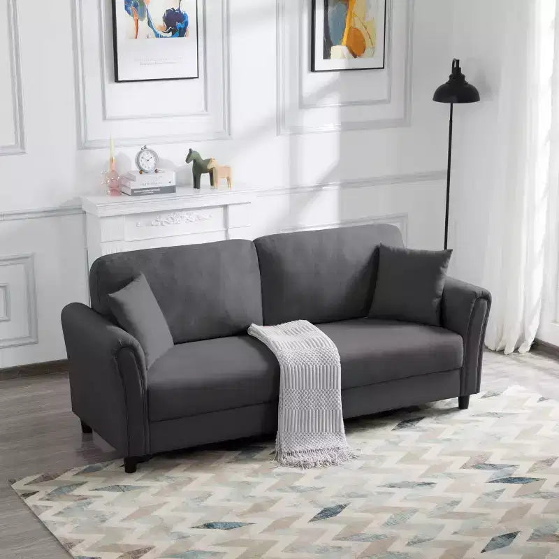 Canapé moderne 3 places 81.5 - Design minimaliste, tissu lin, housses amovibles et lavables et 2 oreillers
