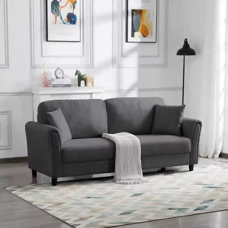 Canapé moderne 3 places 81.5 - Design minimaliste, tissu lin, housses amovibles et lavables et 2 oreillers