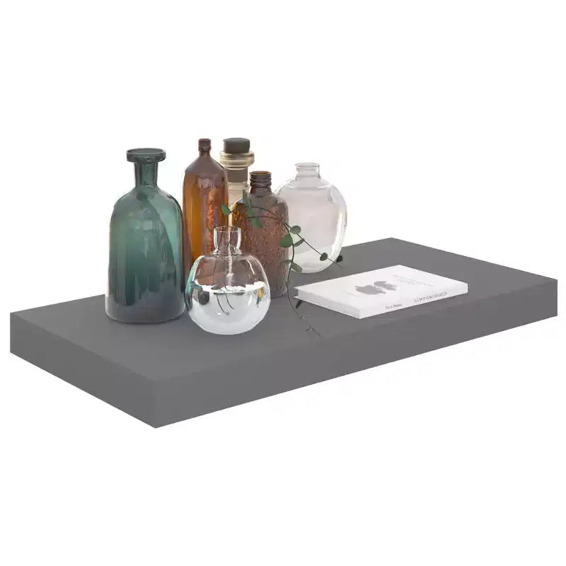 Étagère murale Gris brillant MDF alvéolaire, métal