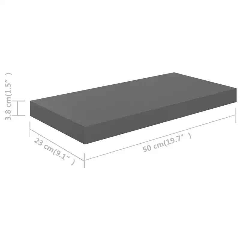 Étagère murale Gris brillant MDF alvéolaire, métal