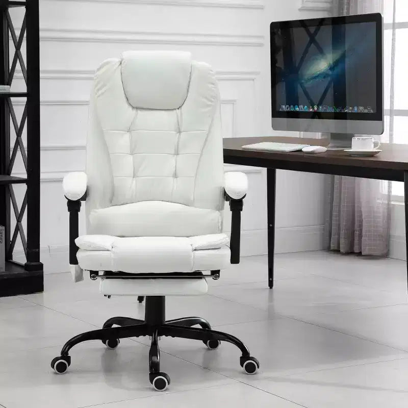 Fauteuil de bureau massant 7 points avec dossier haut, support lombaire et repose-pieds