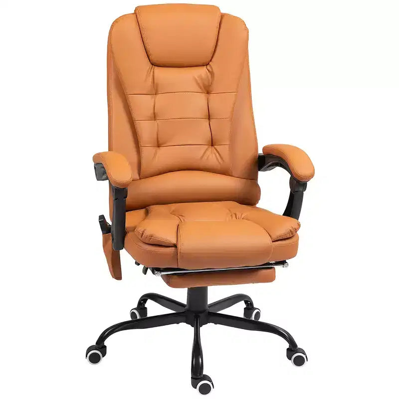 Fauteuil de bureau massant 7 points avec dossier haut, support lombaire et repose-pieds