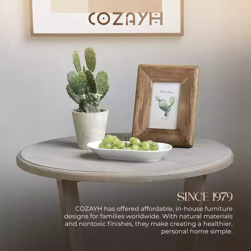 Table d'appoint rustique en bois de ferme avec étagère de rangement, Gris vintage,
