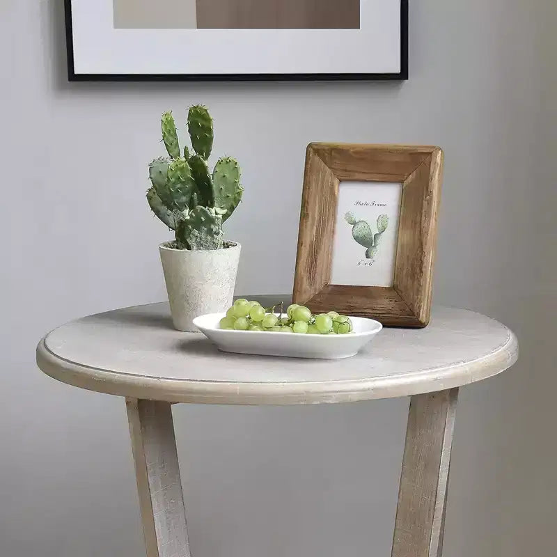 Table d'appoint rustique en bois de ferme avec étagère de rangement, Gris vintage,