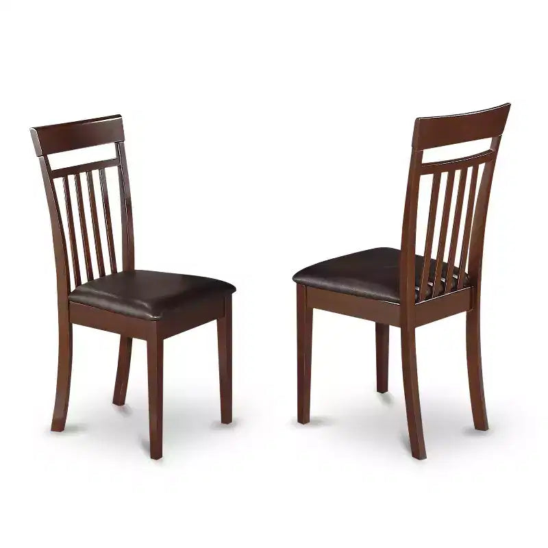 Table de salle à manger à plateau en bois massif finition acajou 3 pièces avec 2 chaises