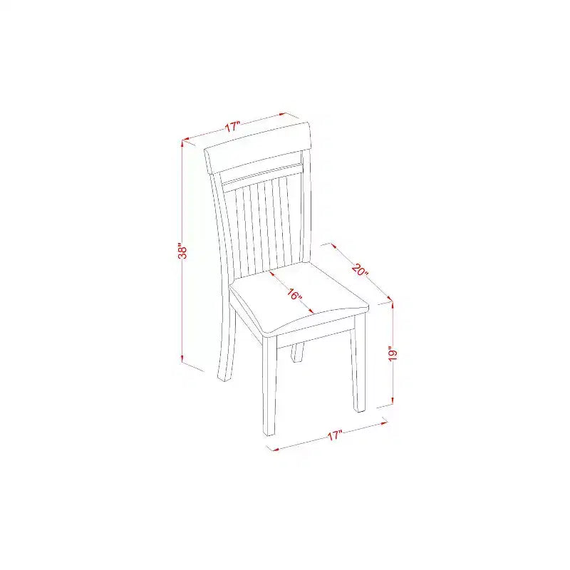 Table de salle à manger à plateau en bois massif finition acajou 3 pièces avec 2 chaises