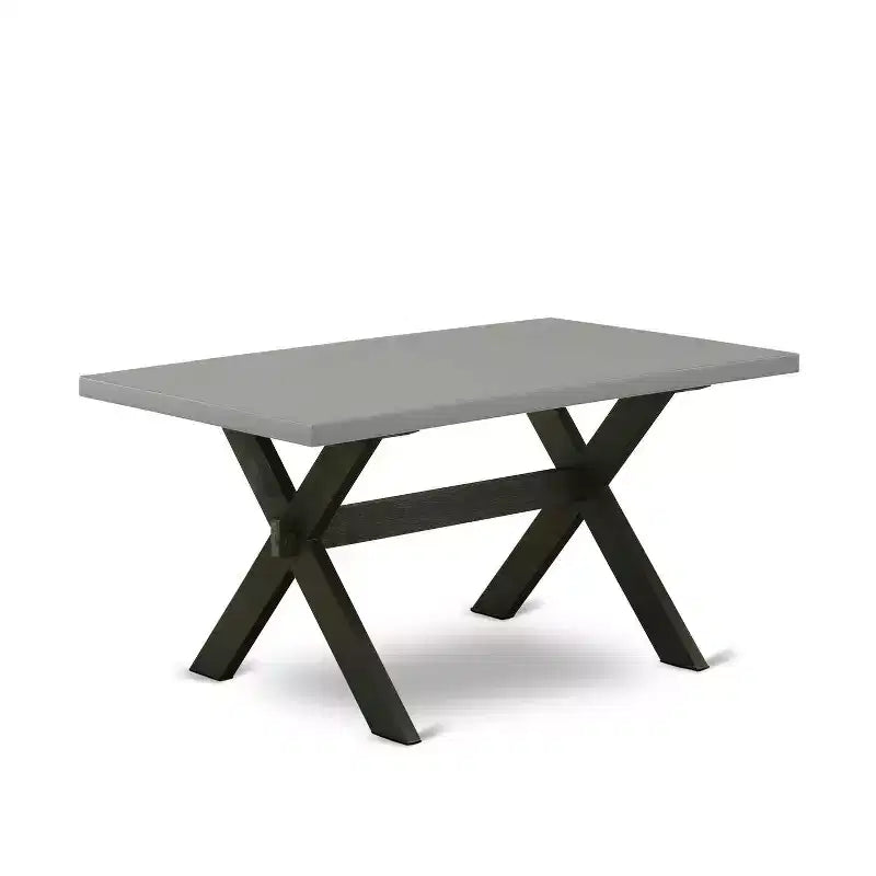 Table de salle à manger 7 pièces en bois massif finition chêne naturel avec 6 chaises Parson