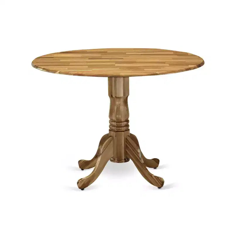 Ensemble de salle à manger rond 3 pièces en bois massif finition huilée naturelle – 4 places