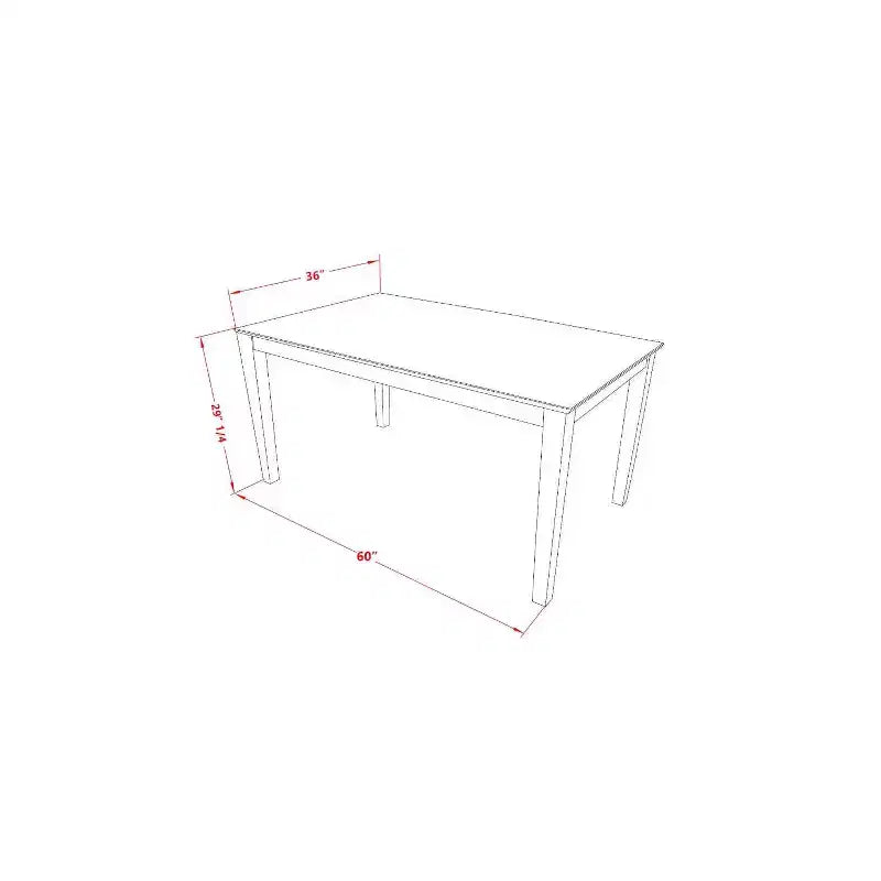 Ensemble de salle à manger rectangulaire 5 pièces en bois massif finition acajou – 4 places
