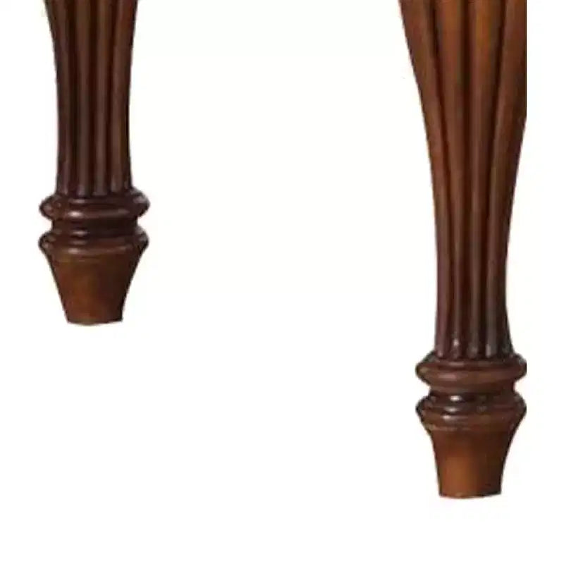Table d'appoint carrée avec pieds courbés et étagère inférieure, brun cerise