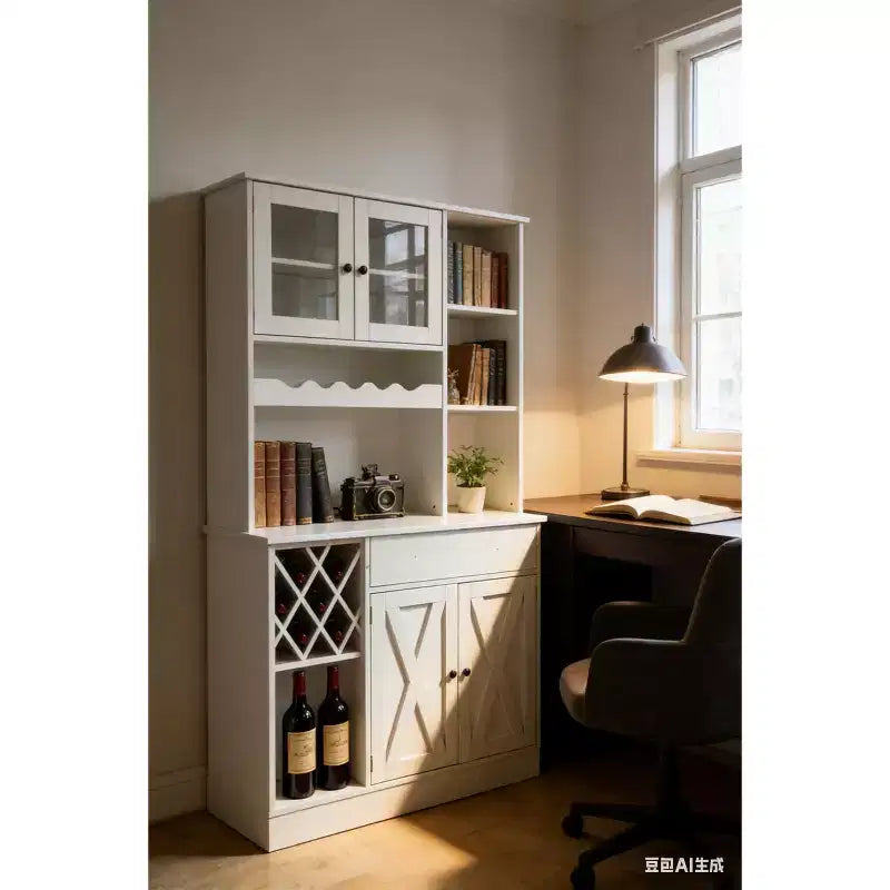 Meuble à vin en MDF, double porte en acrylique pour exposer en hauteur dans une salle à manger ou un bar