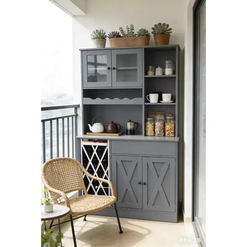 Meuble à vin en MDF, double porte en acrylique pour exposer en hauteur dans une salle à manger ou un bar