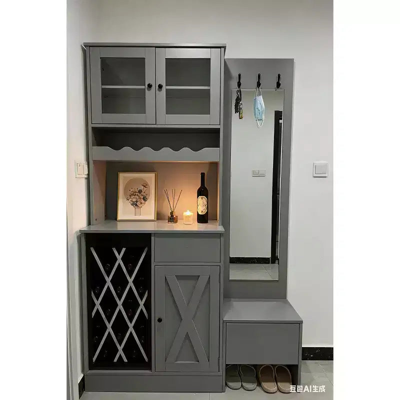 Meuble à vin en MDF, double porte en acrylique pour exposer en hauteur dans une salle à manger ou un bar