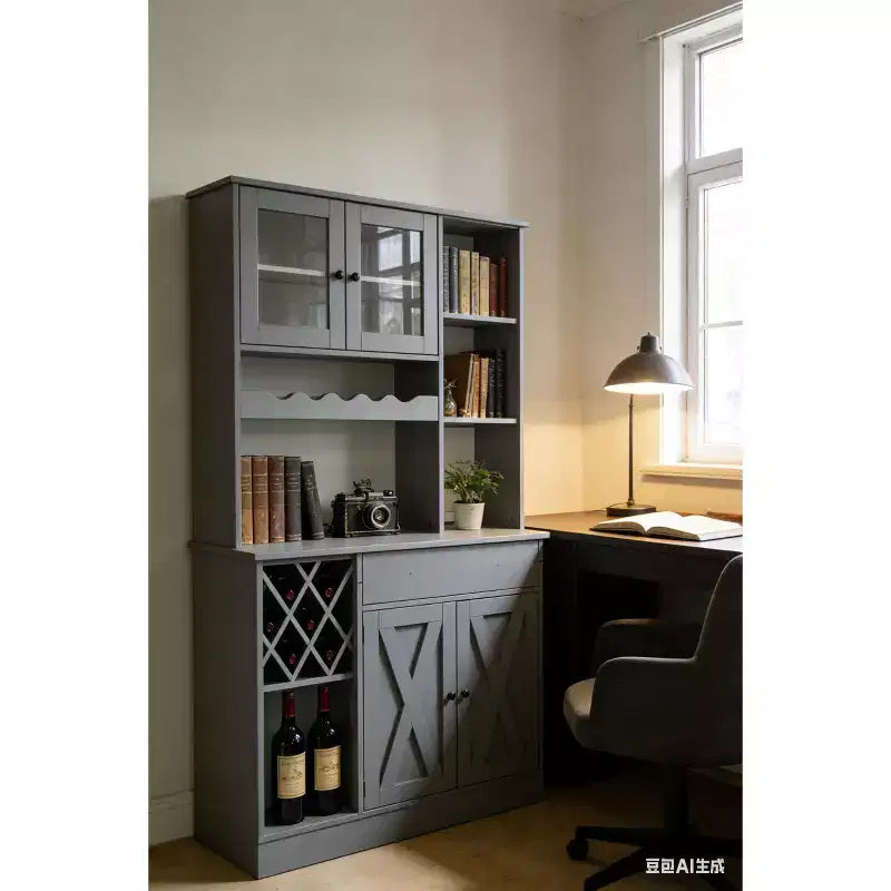 Meuble à vin en MDF, double porte en acrylique pour exposer en hauteur dans une salle à manger ou un bar