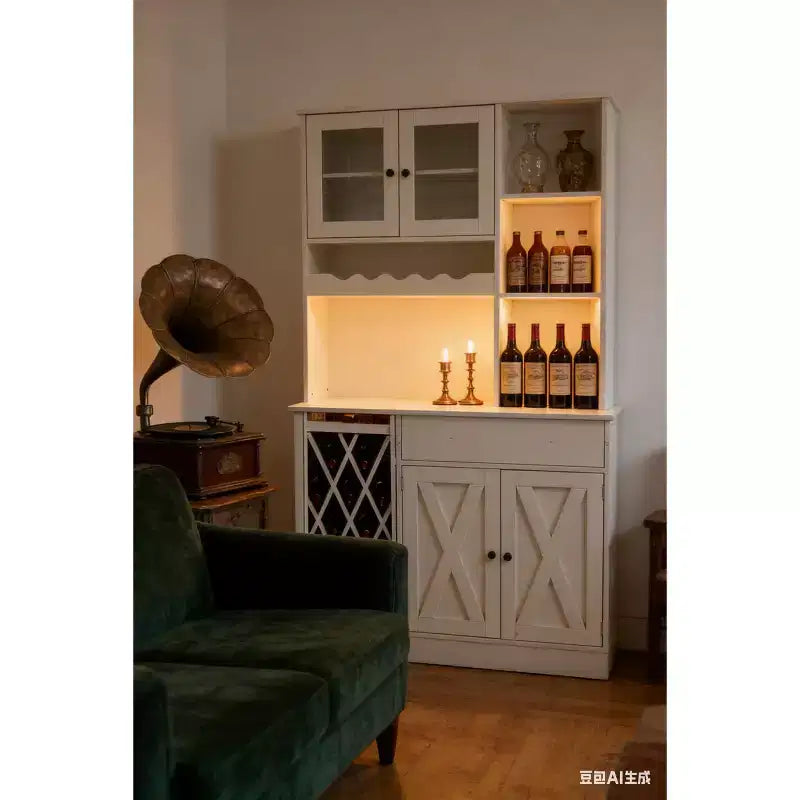 Meuble à vin en MDF, double porte en acrylique pour exposer en hauteur dans une salle à manger ou un bar