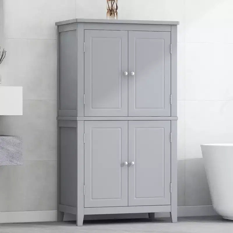 Meuble bas de salle de bain Nelly peu encombrant avec étagères réglables et portes