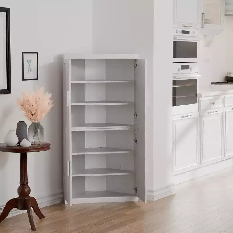 Meuble de rangement d'angle moderne en bois massif à 4 portes Rangement efficace pour coin de maison Salon Blanc 2 pièces