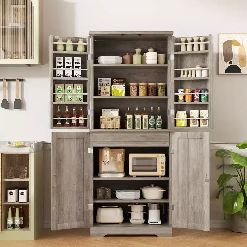 Élément de rangement de cuisine 66,7 po, avec étagères de porte, tiroir dissimulé et étagère réglable. Meuble de rangement autonome pour cuisine, salle à manger