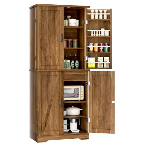 Celebalcony 66.7 Kitchen Pantry Cabinet, with Door Shelves, Hidden Drawer and Adjustable Shelf. Freestanding Pantry for Kitchen, Dining Room