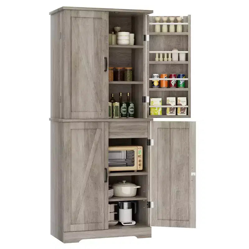 Élément de rangement de cuisine 66,7 po, avec étagères de porte, tiroir dissimulé et étagère réglable. Meuble de rangement autonome pour cuisine, salle à manger