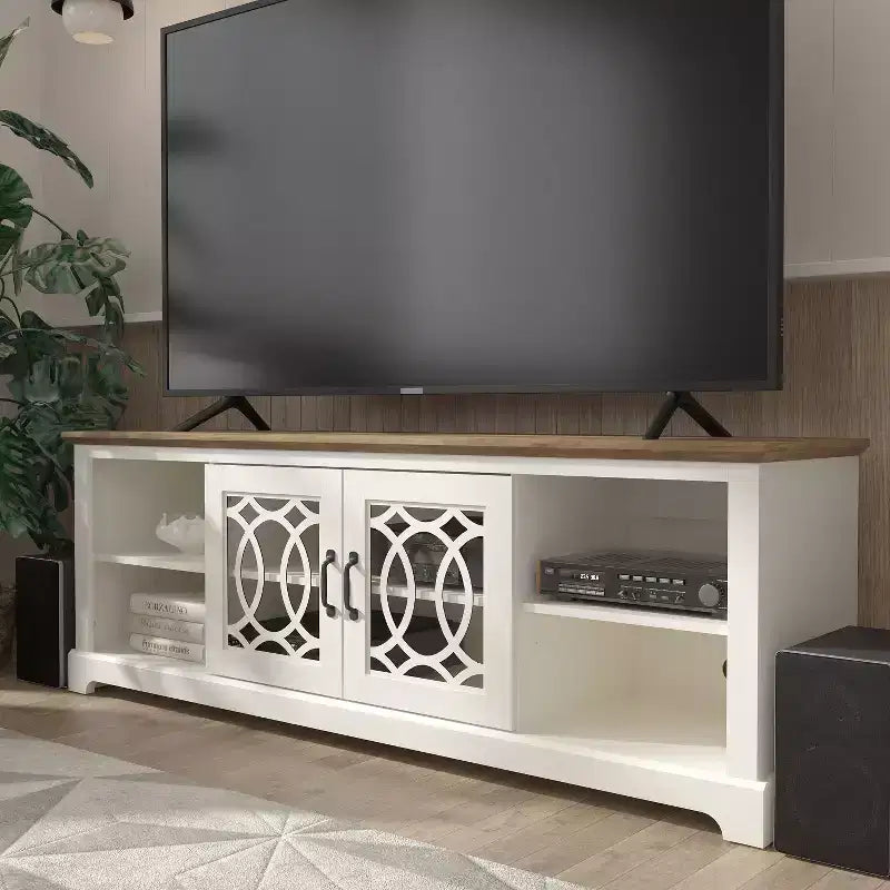 Meuble TV avec rangement à porte découpée 68,2 L 17,1 P 23,7 H