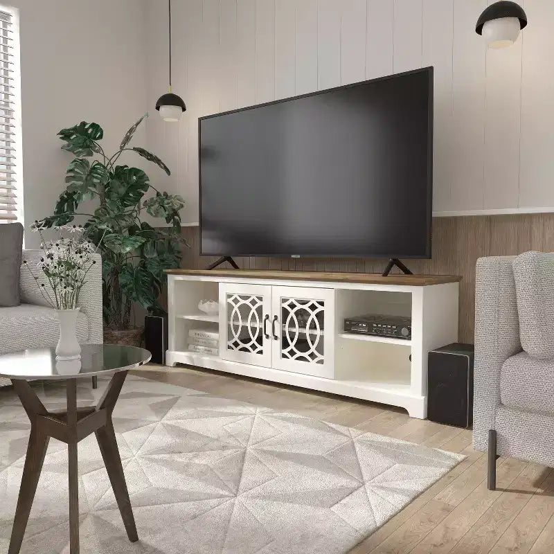 Meuble TV avec rangement à porte découpée 68,2 L 17,1 P 23,7 H