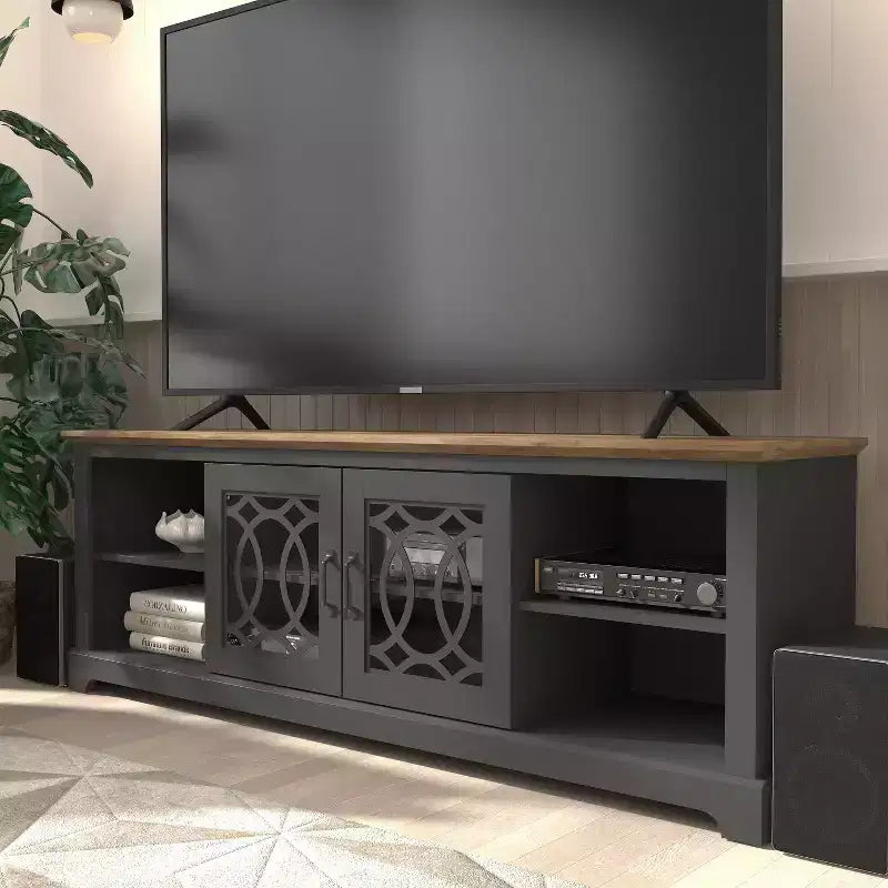 Meuble TV avec rangement à porte découpée 68,2 L 17,1 P 23,7 H