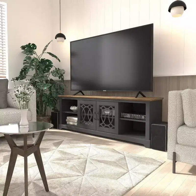 Meuble TV avec rangement à porte découpée 68,2 L 17,1 P 23,7 H