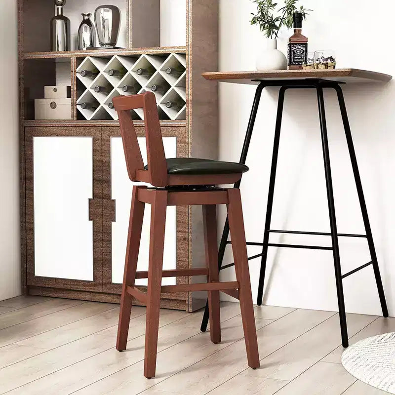 Tabouret de bar pivotant à hauteur de comptoir 30,5, assise en cuir PU capitonné, dossier creux