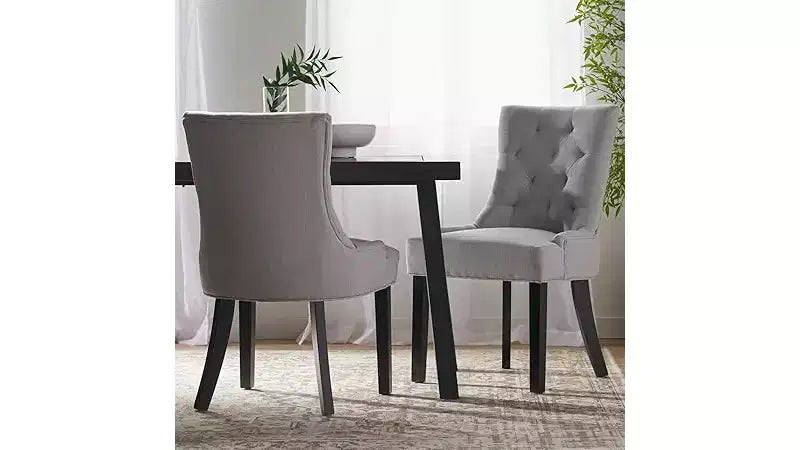 Chaises de salle à manger, chaises d'appoint rembourrées avec dossier capitonné et pieds en bois, chaises de salle à manger de cuisine contemporaines