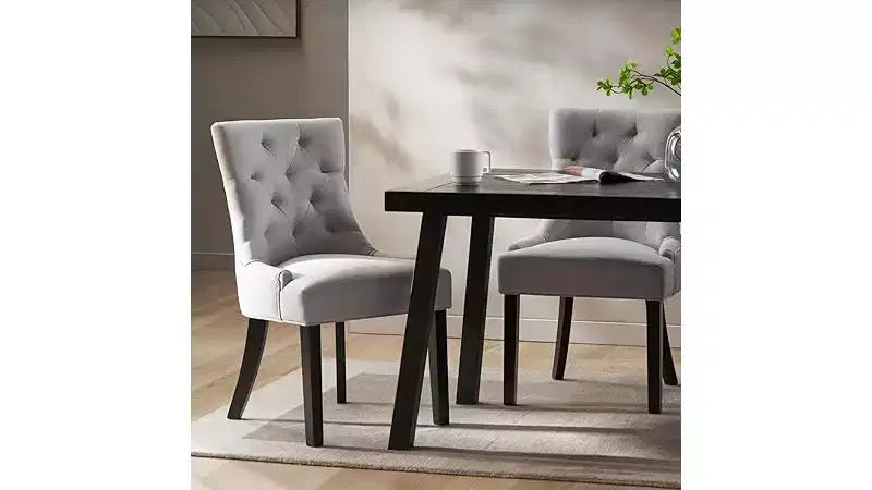 Chaises de salle à manger, chaises d'appoint rembourrées avec dossier capitonné et pieds en bois, chaises de salle à manger de cuisine contemporaines