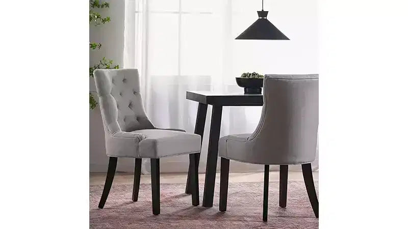Chaises de salle à manger, chaises d'appoint rembourrées avec dossier capitonné et pieds en bois, chaises de salle à manger de cuisine contemporaines