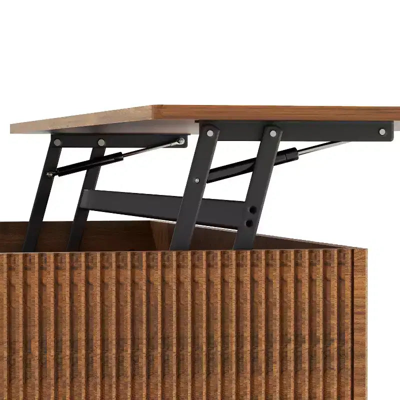 Table basse ronde Lewis Rustic 31.5 avec plateau relevable et rangement caché