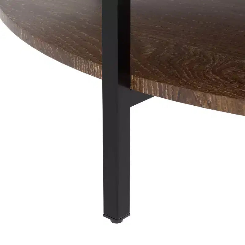 Table basse ronde Lewis Rustic 31.5 avec plateau relevable et rangement caché