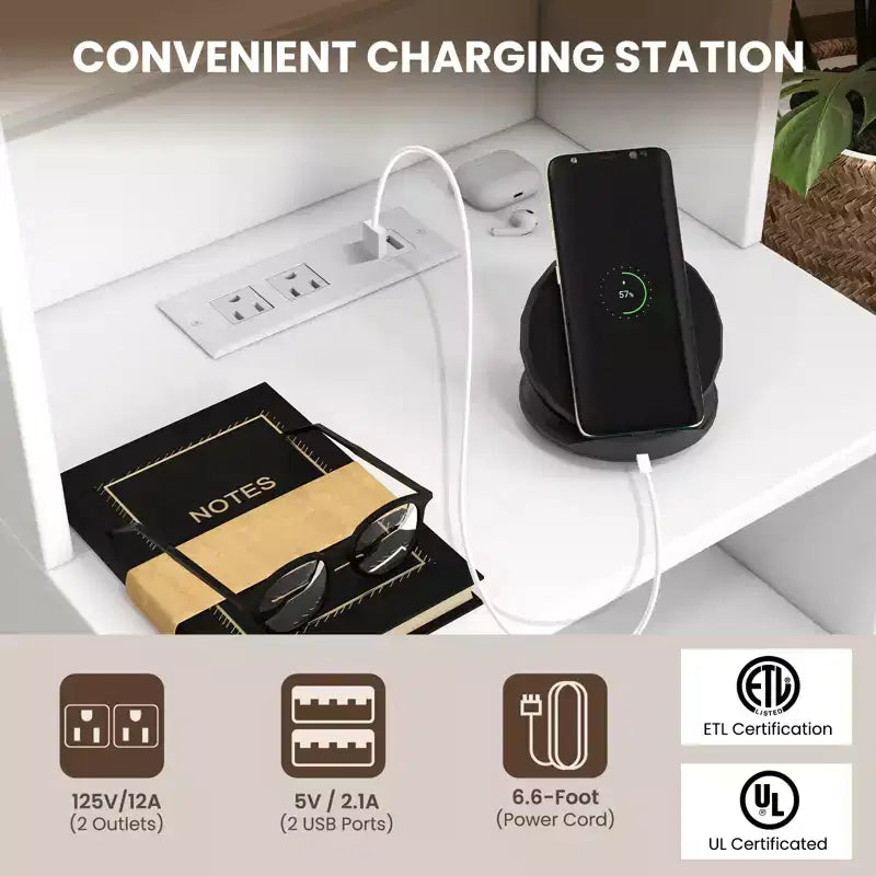 Table de chevet avec station de recharge