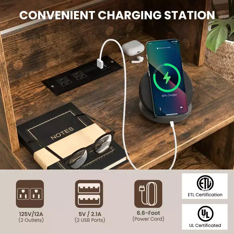 Table de chevet avec station de recharge